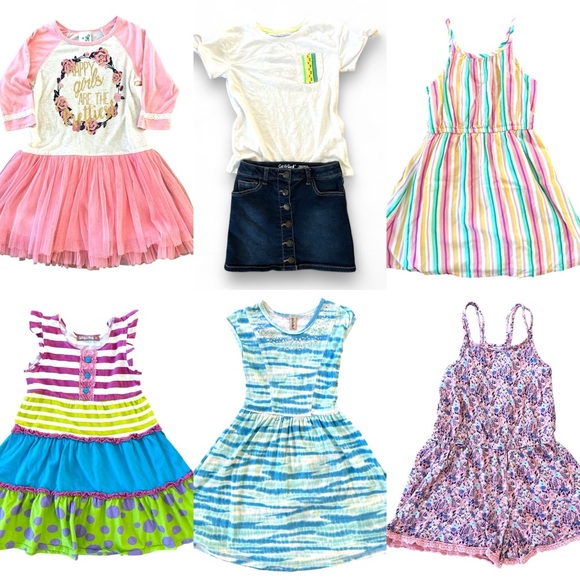Girl’s Size Small 6 clothes lot Dresses, Jean skirt, matching outfits - Picture 1 of 9